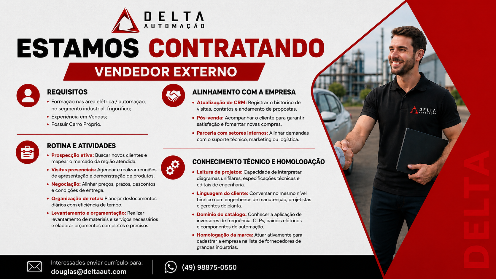 Vaga de Trabalho Vendedor Externo